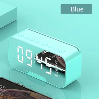 

LED Alarm Clock with FM Radio Wireless Bluetooth Speaker Mirror Display Support TF USB Music Player Wireless for Office Home