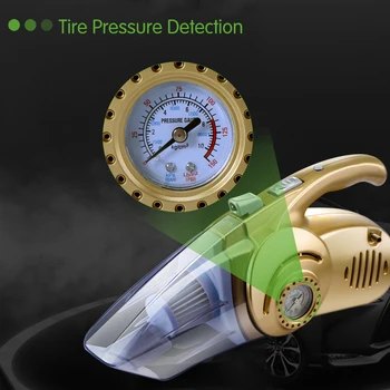 

4 In 1 Golden Portable Car Handheld Vacuum Cleaner Electric Air Pump Tire Inflator LED Light 12V Vacuum Cleaner For Car