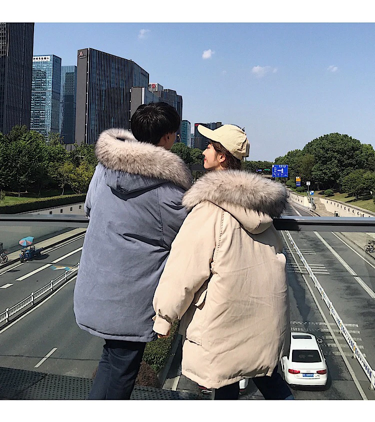 Одежда для пар в тон, зимнее хлопковое пальто для мужчин, стиль, средняя длина, Студенческая хлопковая стеганая куртка, корейский стиль