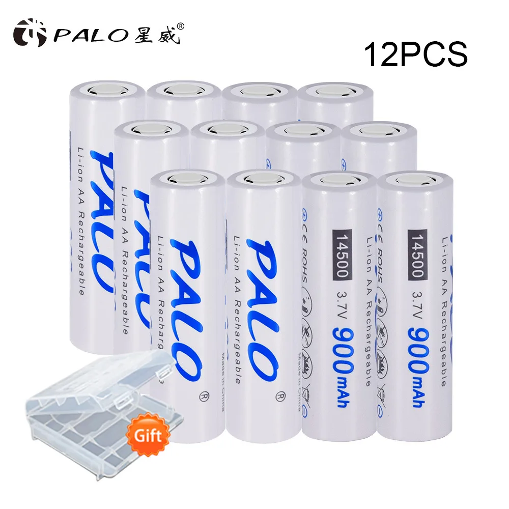 PALO аккумуляторная батарея 14500 литий-ионная оригинальная 900 мАч 14500 батарея литиевые батареи для Panasonic цифровые камеры фонарик - Цвет: 12 pcs
