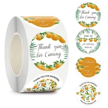 

Thank You for Your Coming Sticker Roll 1.5 inch 500pcs/roll Fresh Orange Plant Designs for Kids Baby Shower Birthday Gift Decors