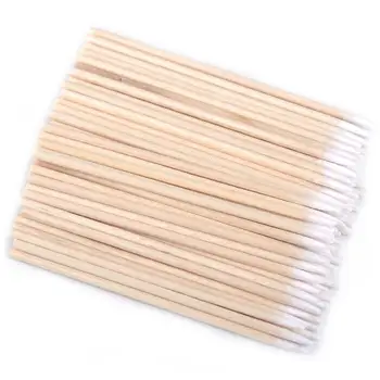 

poseida 100pcs/set Long Wooden Handle Tattoo Makeup Sticks Tool Microblade Cotton Makeup Swab I8A8