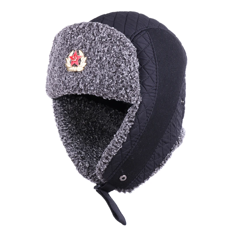 

Soviet Badge Russia Ushanka Teens Kid Boy Bomber Hat Pilot Aviator Trapper Cap Winter Faux Cashmere Cossack Earflap Snow Ski Cap