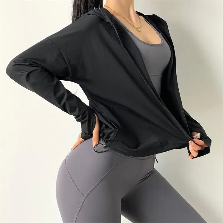 Hooded running jacket for women womens clothing jackets & hoodies
