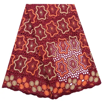 

Swiss Voile Lace In Switzerland High Quality Nigerian Punch Cotton Lace Fabric 5Yards African Lace Fabric For Sewing Dress A1801