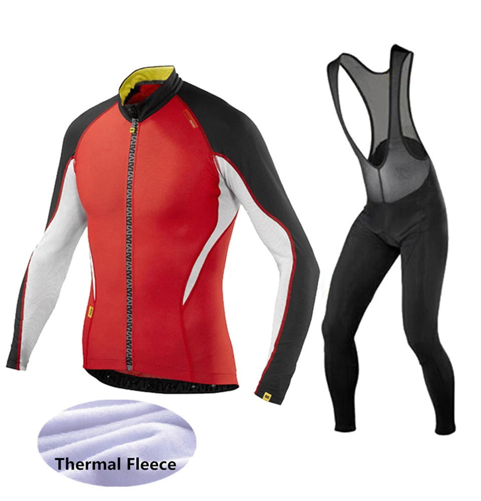 Cycling suit Для велоспорта Mavic майки Велоспорт зимний комплект Термальность флисовая одежда с длинным рукавом гонки MTB костюм Maillot велосипед Костюмы Ropa Ciclismo - Цвет: Cycling suit