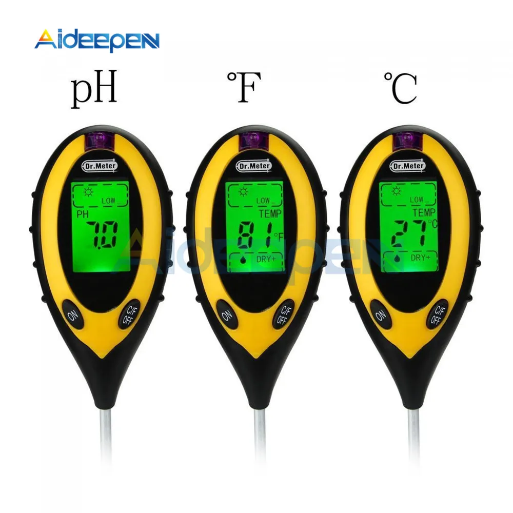 3/4/5 в 1 измеритель кислотности почвы тестер PH измеритель влажности Температура влажность интенсивность солнечного света анализ измерений кислотности и щелочи
