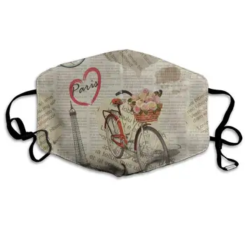 

Face Mask Vintage Paris Eiffel Tower Bike Customized Cycling Half Face Earloop Face Mask For Woman