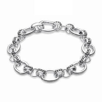 

13MM Link Chain Bracelets Dot Round Circle 925 Sterling Silver Cuff Bangle Fashion Good Cool Jewelry Accessories Gifts Women Men
