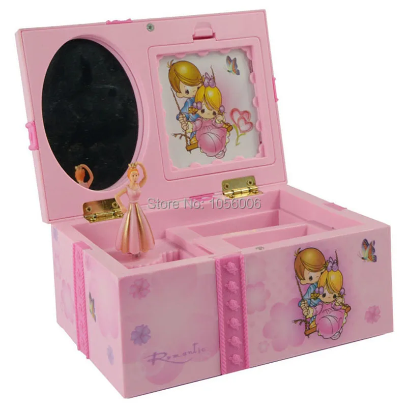 

Childrens Musical Jewellery Box Dream Girl Music Box Rectangle with Pink Ballerina Alice in Wonderland music box jewelry box