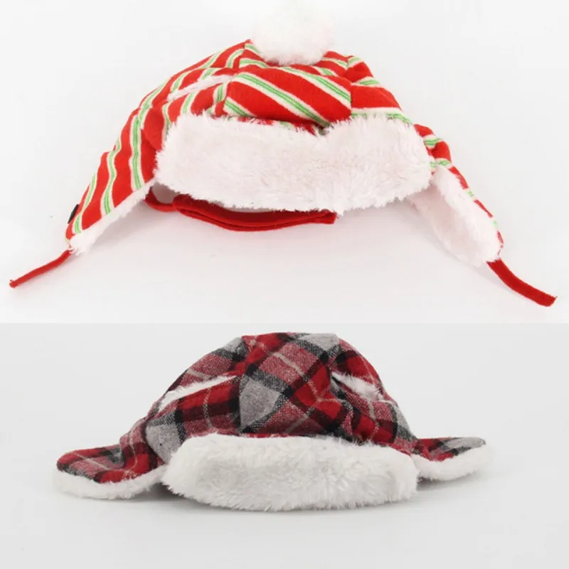 Pet Trapper Hat Cat Stripe Plaid Hat Puppy Warm Super Soft Winter Caps For Christmas New Qgnv