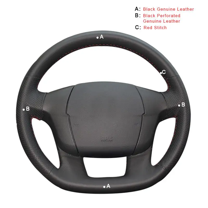 Авто оплетка на руле Крышка для Citroen C4 C4L ручной сшитые DIY автомобильные оплетки крышки интерьер автомобильные аксессуары-Стайлинг - Название цвета: Genuine Leather