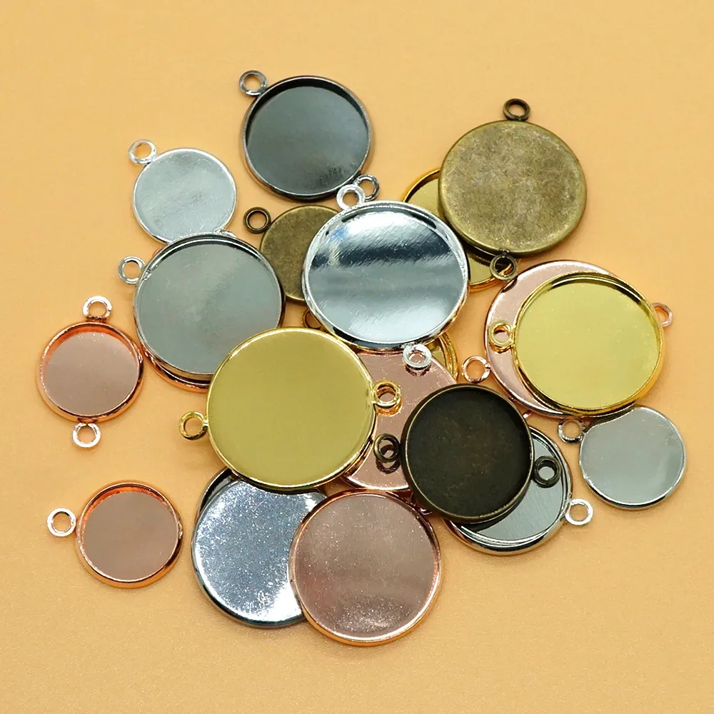 

20pcs 12mm-25mm Blank Pendant Base Round Connector Cabochon Settings Bezel Trays for Necklace bracelet earring jewelry making