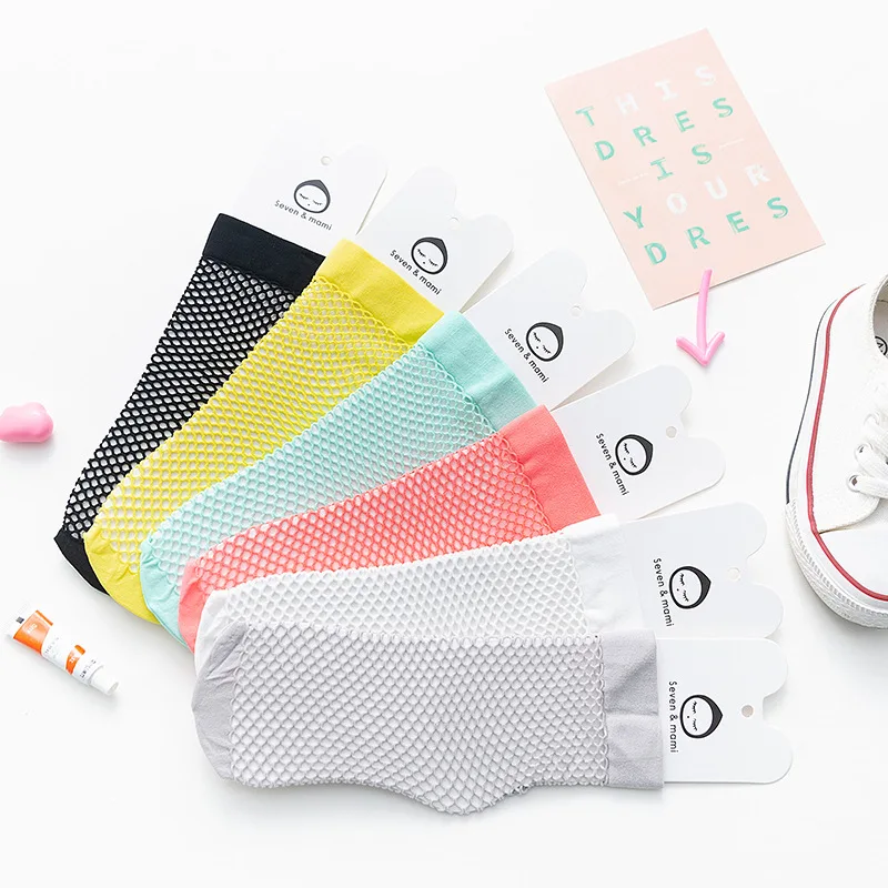 2021 Spring and Summer New Large Mesh Breathable Children's Socks Jelly Color Children's Fishing Net Socks 1-8 years old
