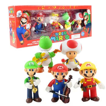 

Super Mario Figures Special 5 Pack Collection Mario Luigi Yoshi Toad Mushroon PVC Figure Collectible Model Toys 5pcs/lot