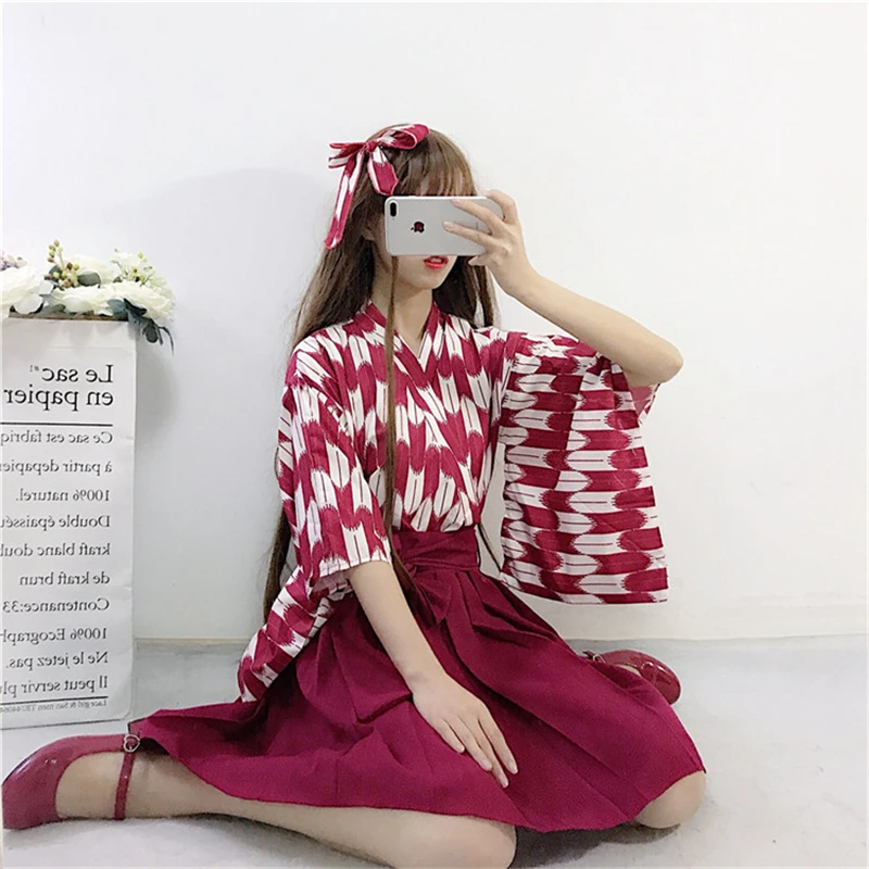 Retro Japanese Style Vintage Haori Kawaii Girls Women Carp Kimono Dress for Party Yukata Asian Clothes Skirts Vestidos Hot Sale