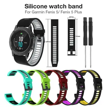 

For Garmin Fenix 5/ Fenix 5 Plus Smart Watch Premium Soft Silicone Wristband 22MM Two-color Universal Replacement Quick Release
