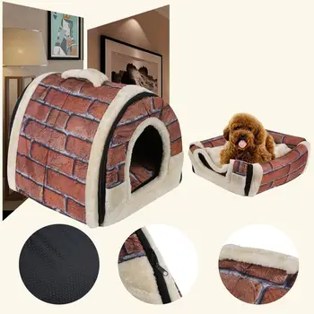 

Portable Foldable Dog Puppy Cat House Kennel Nest Soft Bed With Mat For Small Medium Pet Comfortable Travel Bed Tent