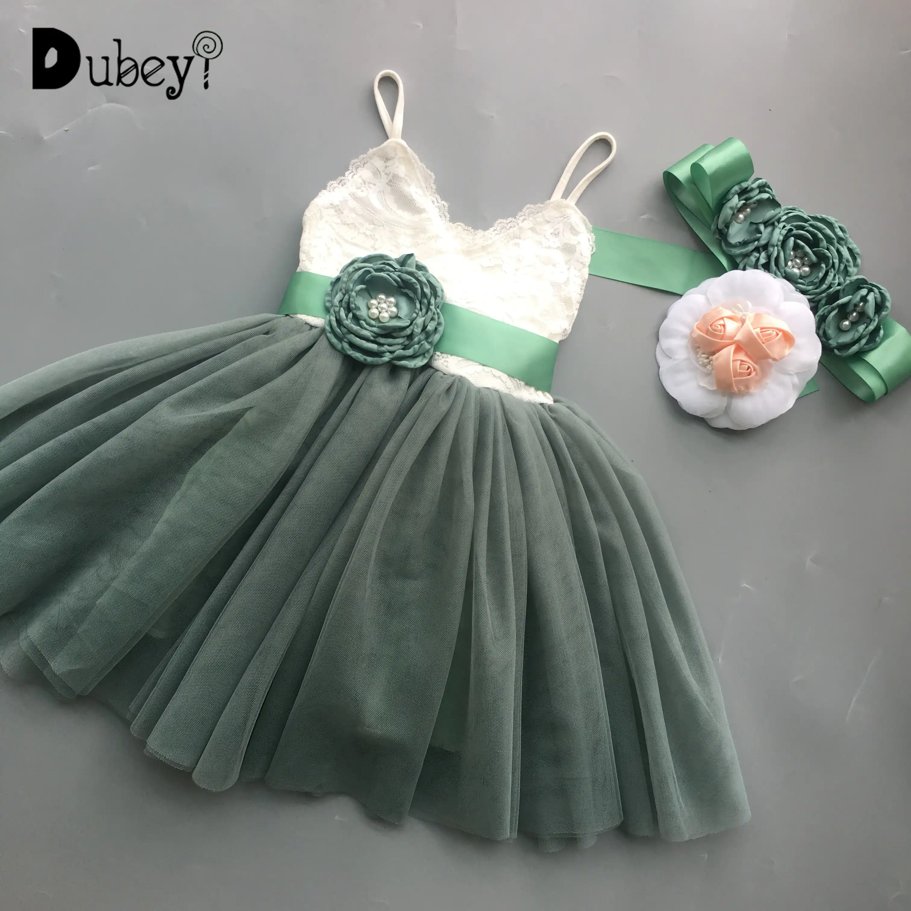 sage green baby dress