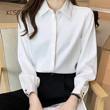 

Professional Suit White Blouses Women 2021 Spring New Office Lady Shirts Elegant Female Button Up Tops Ladies Clothes