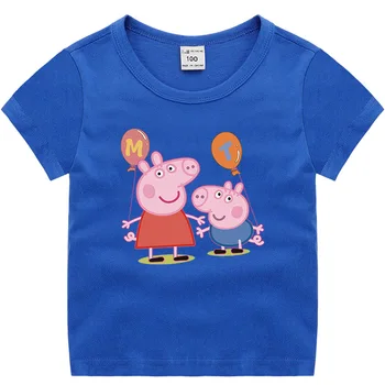 

Peppa Pig George Summer Baby Girl Cartoon T-shirt Kid Clothes Chase Rocky Short Sleeve Cotton T-shirt Clothes 2-11Y