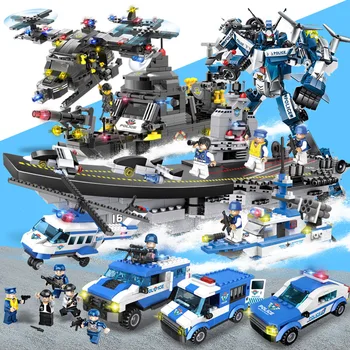 

City Police Robot Aircraft Car 8 in1 SWAT Technic Bricks Building Blocks Set Toys For Children Christmas Gifts