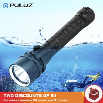 

PULUZ 1000LM /3800LM LED Diving Flashlight Torch Brightness Waterproof 50m White Light LED Torch Size:45x30x200mm