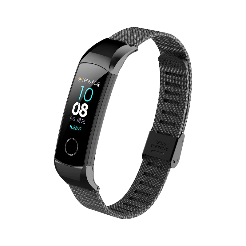 Миланская группа Loop For Honor Band 4 5 Ремешок из металла Для Huawei Honor Band 4 Браслет из нержавеющей стали Браслет Для чести Band 5 - Цвет ремешка: Buckle black