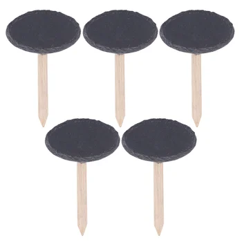 

5pcs Slate Plant Labels Oval Floral Flowers Inserted Card Simple Gardening Label
