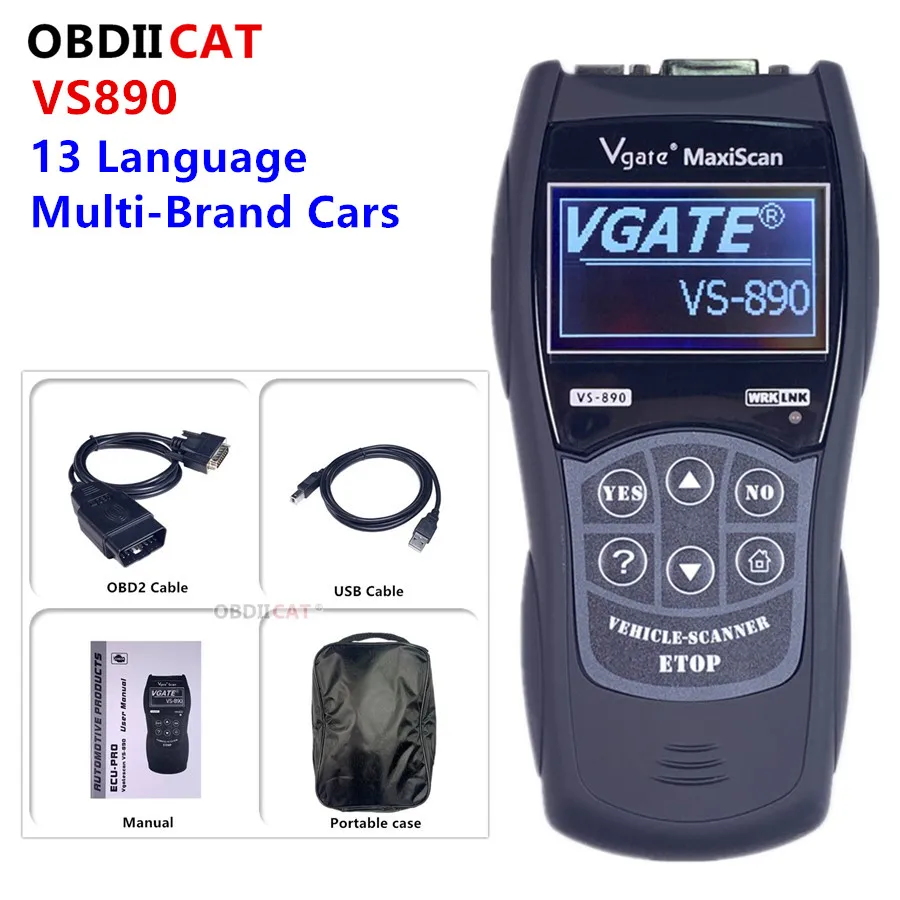 Универсальный диагностический сканер VS890 OBD2 VGATE многоязычный автоматический