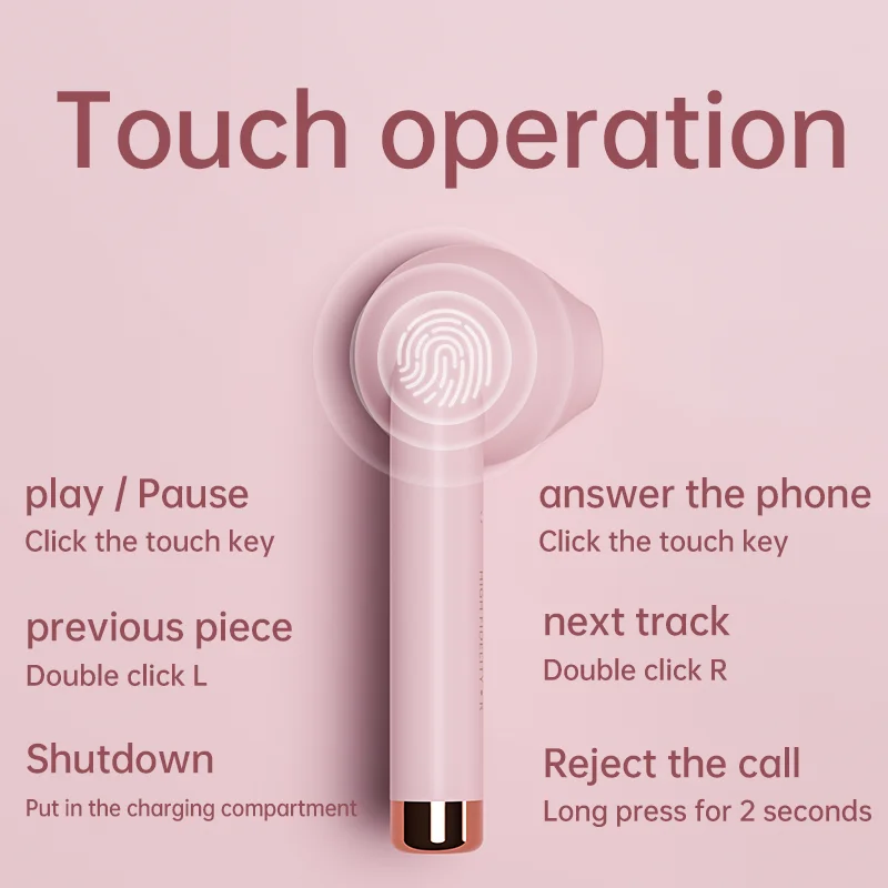 2020 TWS Bluetooth Wireless Earphone Stereo Noise Cancelling Touch Control Headphone For Xiaomi Huawei Samsung with Microphone