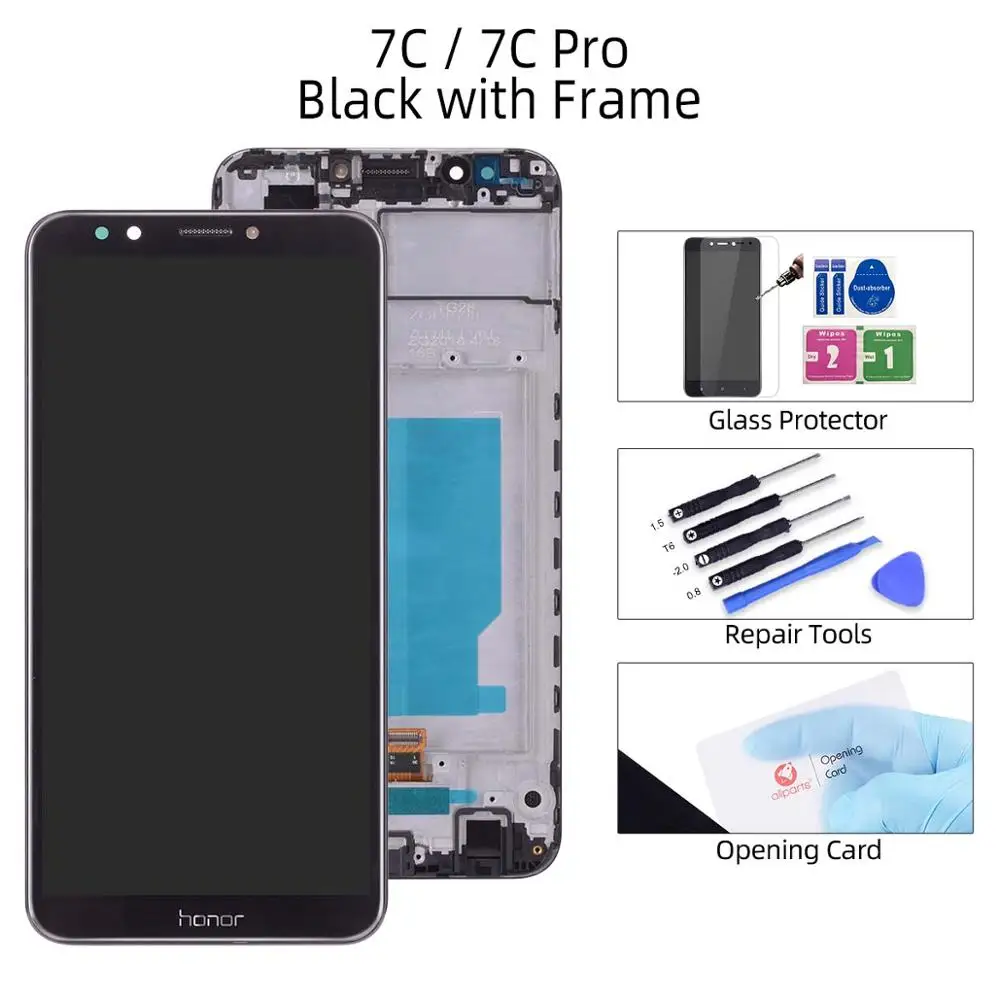 7C Black with Frame Дисплей для HUAWEI Honor 7A / 7A Pro / 7C / 7C Pro LCD в сборе с тачскрином ldn-l29 aum-l29 Черный белый золотой - Цвет: 7C Black with Frame