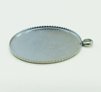 

Wholesale 100pcs 25MM Stainless steel Necklace Pendants Blank Base Fit Photo Glass Cabochon Cameo Settings Jewelry
