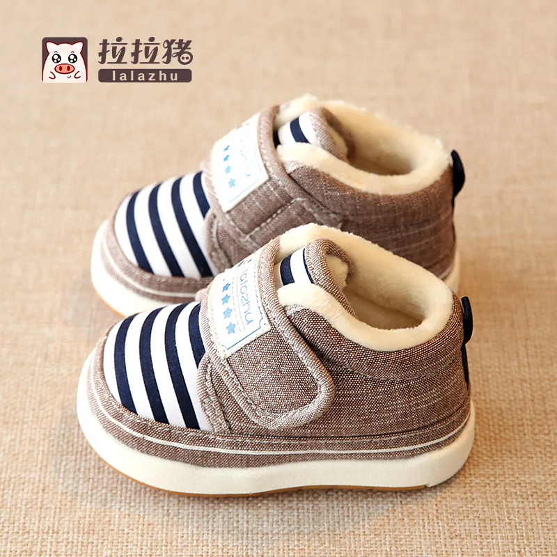 

Cotton-padded Shoes BOY'S Children Two Winter Baby plus Velvet Warm Shoes Children round-Toe Learner Winter Shoes Car Suture 2 A
