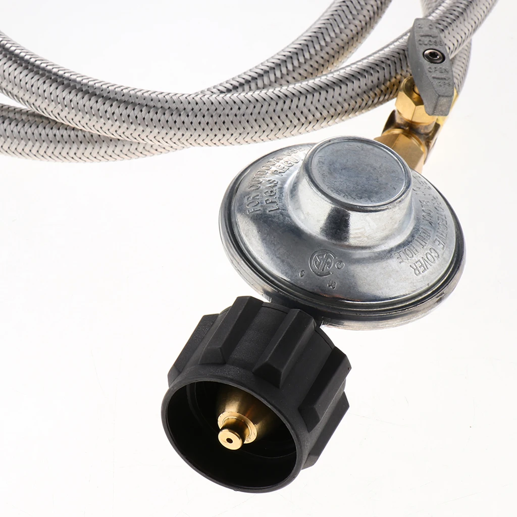 4FT Adjustable Propane Regulator with Hose Gas Grill Regulator Hose and Pipe for QCC1 Tank