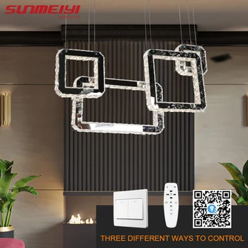 

1 Crystal LED Chandeliers Smart Lighting Dimmable APP Control Hanging Dining room Lamp Modern Kitchen Kids room Chandelier Loft