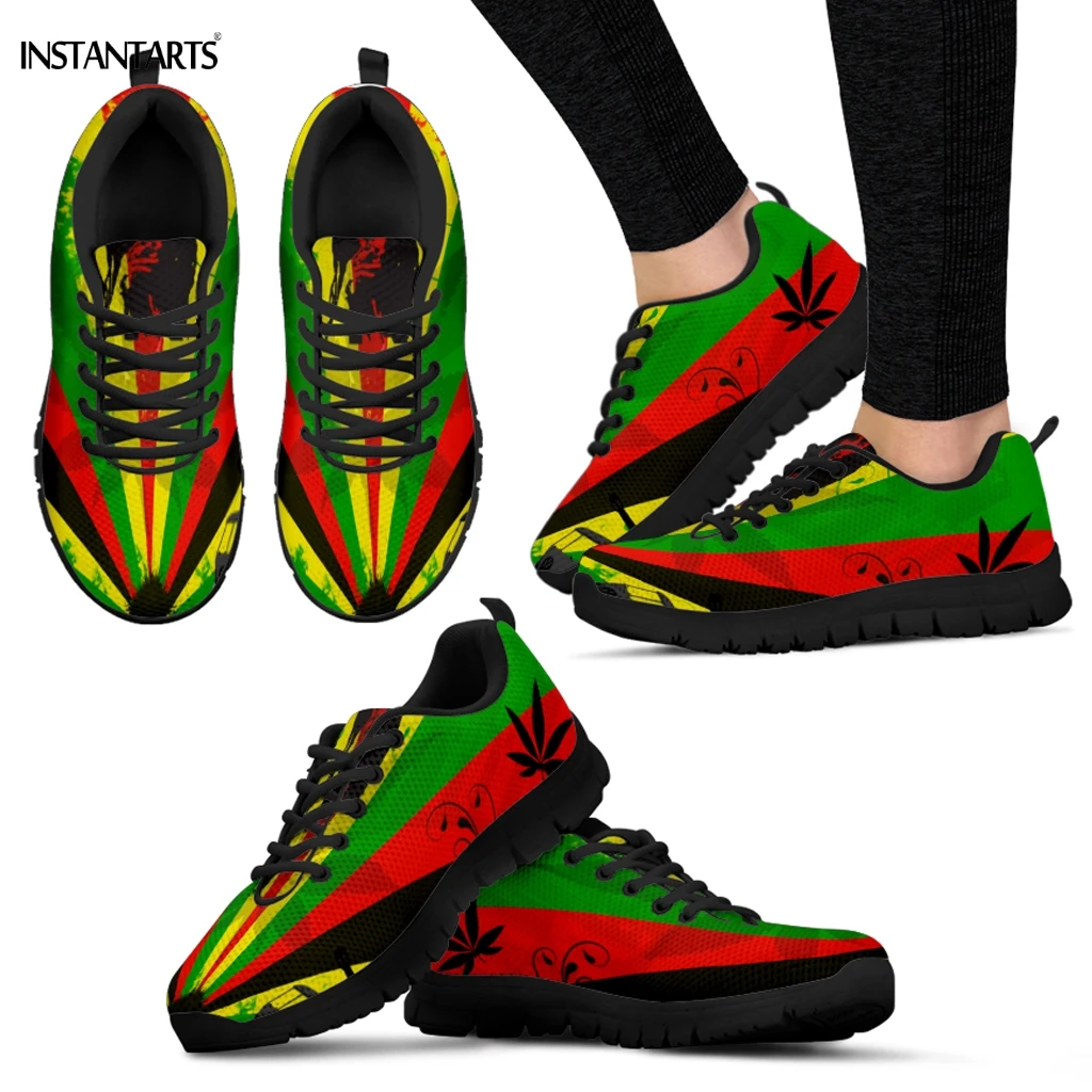 INSTANTARTS флаг Ямайки в полоску женские мужские кроссовки для бега дышащие легкие уличные спортивные кроссовки спортивная обувь