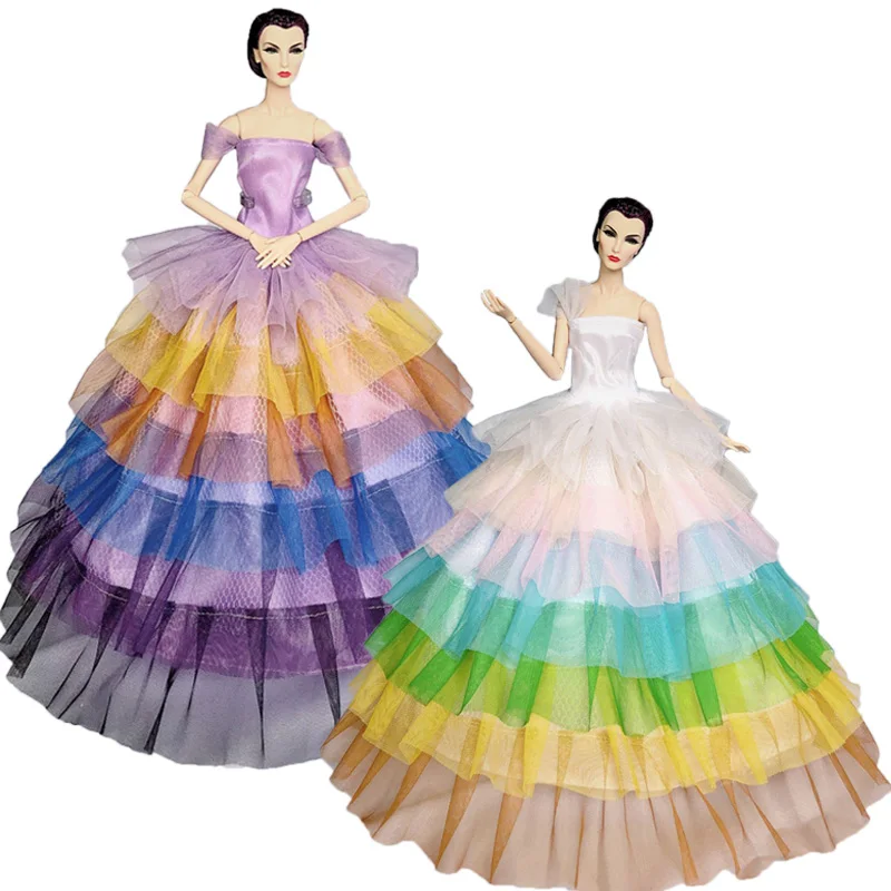 Rainbow Fashion Doll Outfit Per Barbie Doll Abito Da Sera Senza Maniche Abiti Da Sposa Abiti Per Barbie Doll 1/6 Accessori Per Bambole