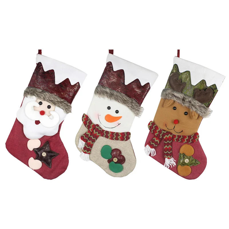 Рождественский Санта-Клаус, снеговик, лось, чулки, украшения, подарки, чулки, нетканый материал, рождественские чулки