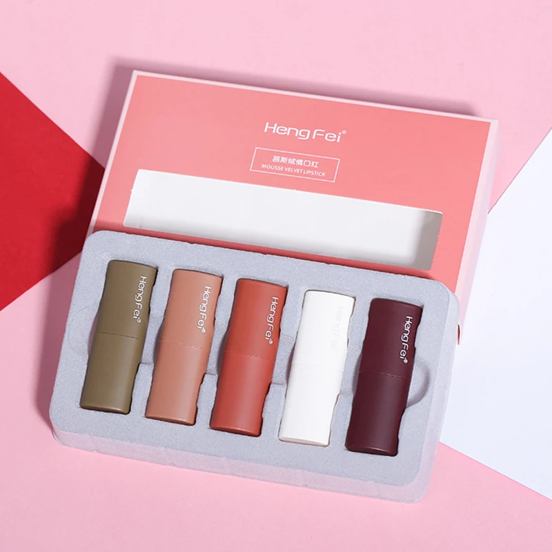 

HengFei 5 Color Mini Velvet Matte Lipstick set Makeup Long Lasting Lipstick For Lips Waterproof Moisturizer Lip Stick Travel Set