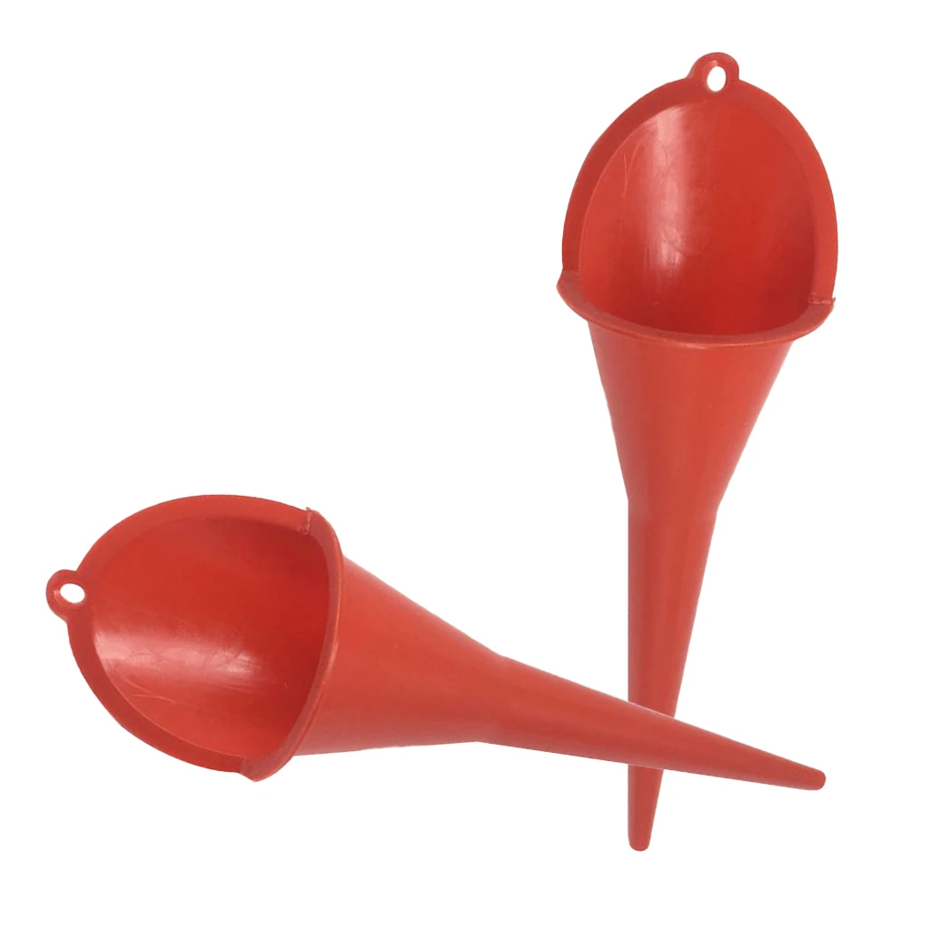 2x Plastic Long Neck Spill Saver Multipurpose Car Fuel/Gas/Oil/Water Funnels