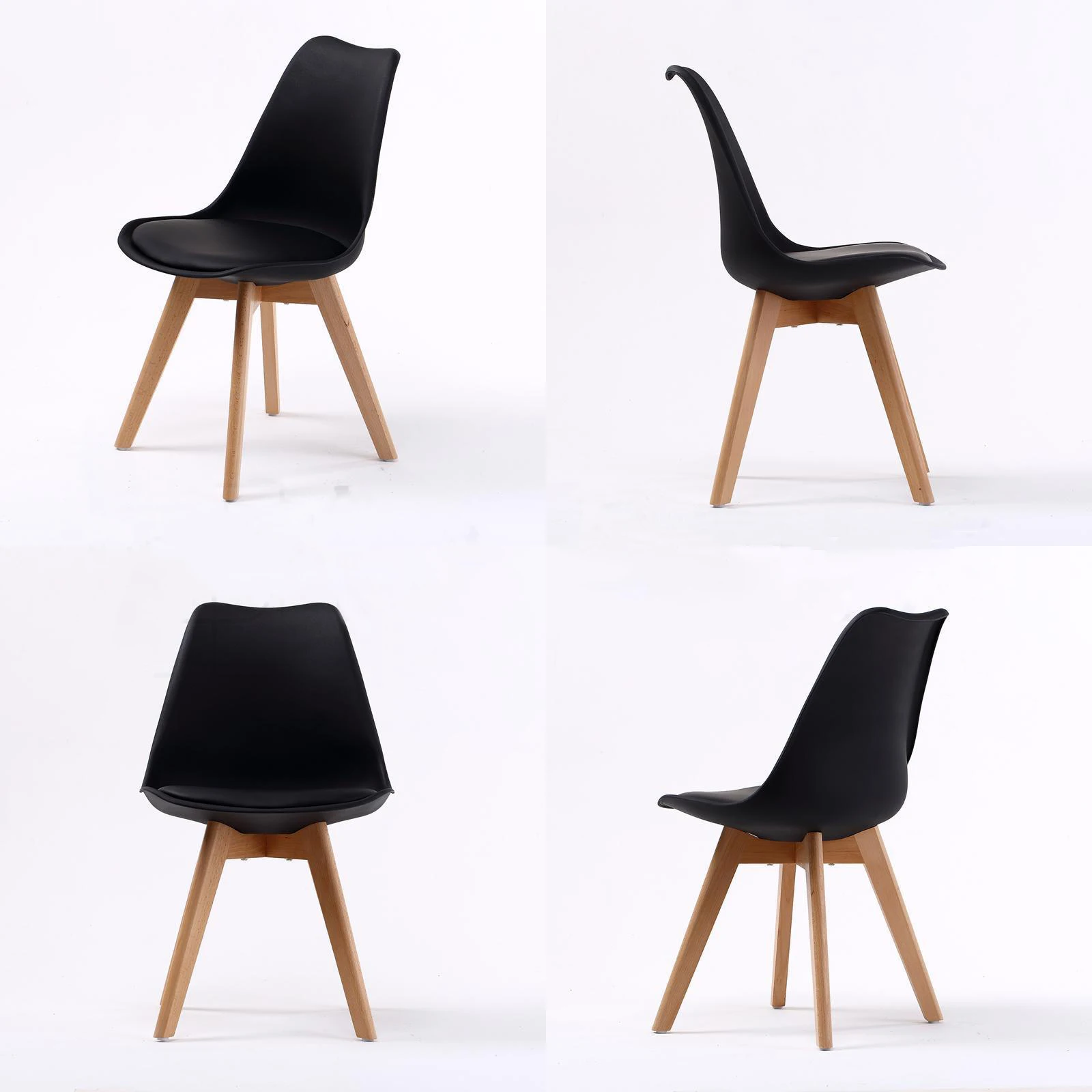 2pcs Chair Simple assembly structure Solid wood dining chair with High Calibre Thick padded seat Ideal for home office cafés