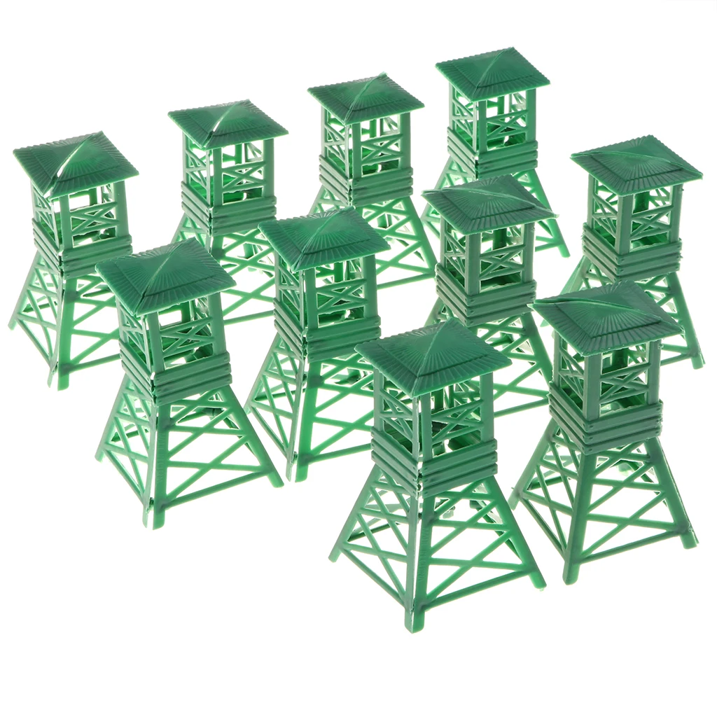 10 Pieces Plastic 9cm Watch Tower Military Wargame Scenery Building Army Men Playset Accessories for Children