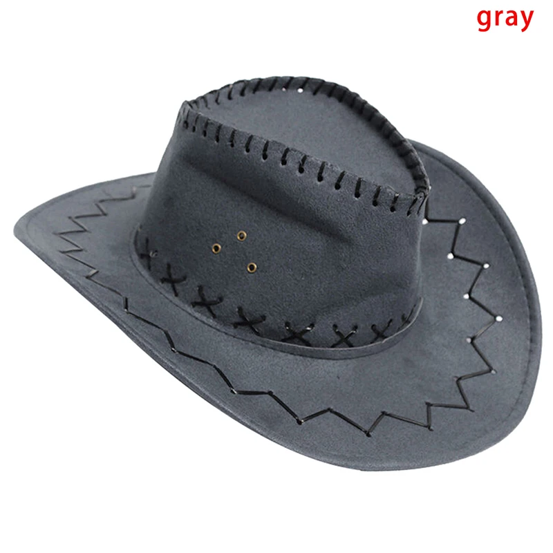 Gray 1 шт., унисекс, для взрослых, западный ковбой, одноцветная, Повседневная шляпа, Монгольская шляпа, луг, солнцезащитная Кепка, женская, летняя, Пляжная, дорожная шапка - Цвет: Gray