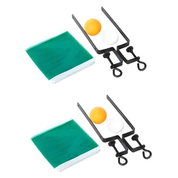 

2 Sets Table Tennis Chinese Ping Pong Suit 2 Balls with Net/Bracket Bracket Poles Sports Toy Fun