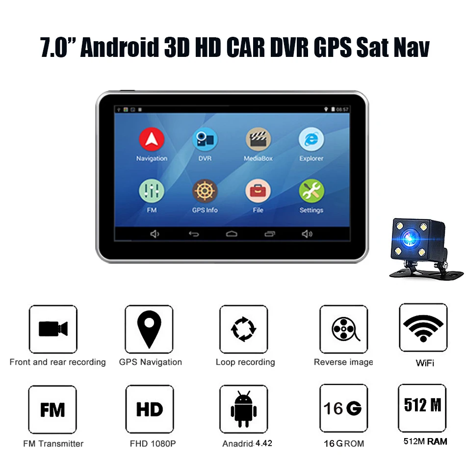 Anfilite " Android четырехъядерный 16 ГБ 512 М автомобильный gps-навигатор Sat Na AV-IN Bluetooth wifi FM встроенный бесплатно ma