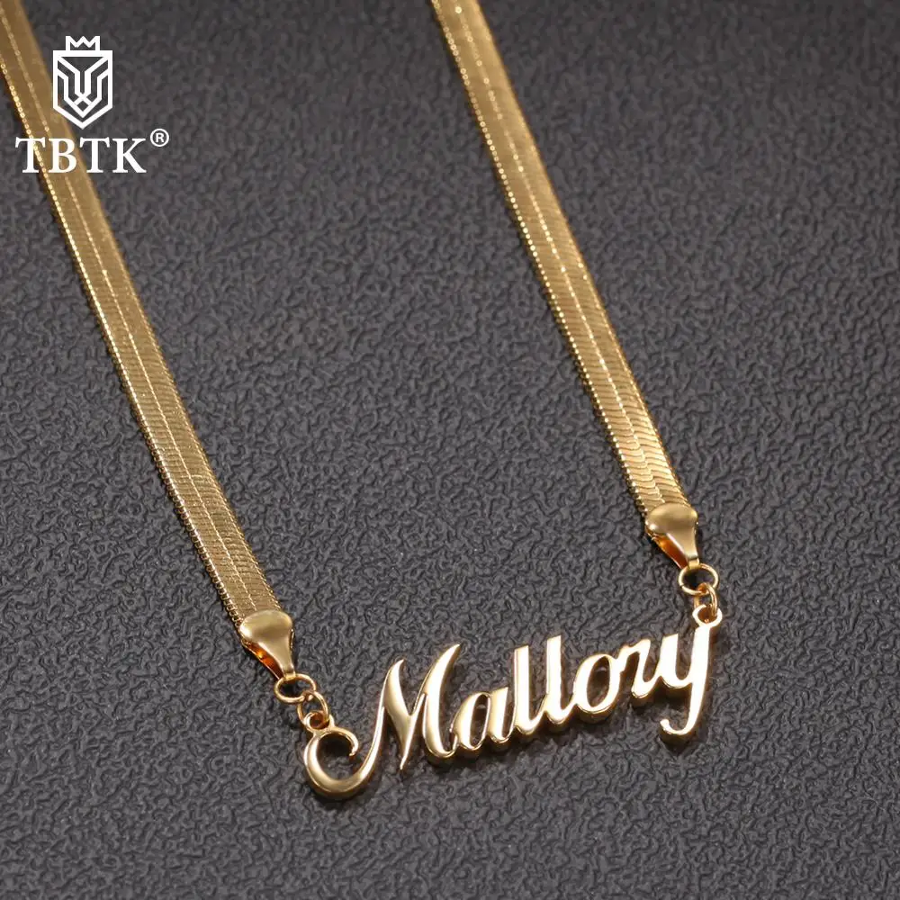 

TBTK Snake Chain Customized Name Necklace Personalized Stainless Steel Letters Choker Fashion Jewelry Gift For Mom Girl