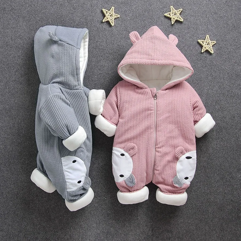 hooded romper baby girl