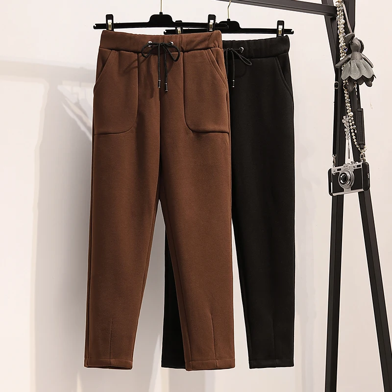 New Autumn Winter Warm Pants Women Fashion Thickening Casual Ladies' Pants Korean Harem High Waist Trousers Plus Size 5XL