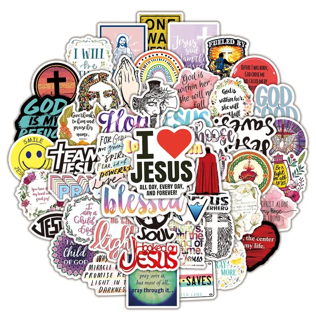 10/30/68pcs Cartoon Jesus Christian Prayer Stickers DIY Toys